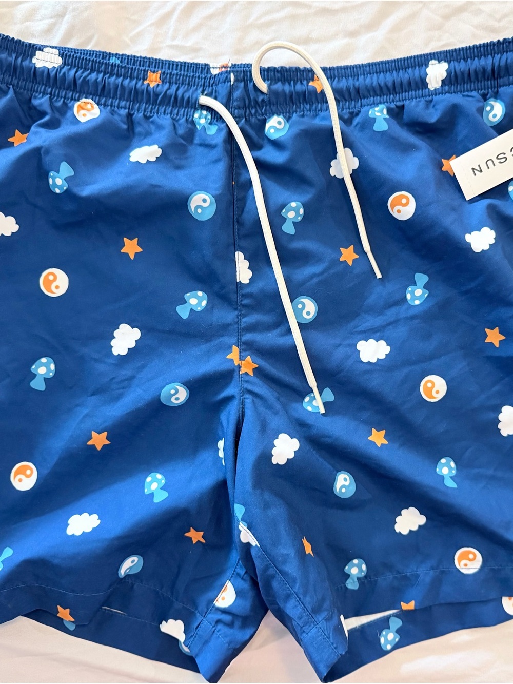 PacSun Royal Blue Men’s Swim Shorts with Orange & White Accents